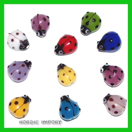 12 stk. H�ndlagde Lampwork Marih�ner