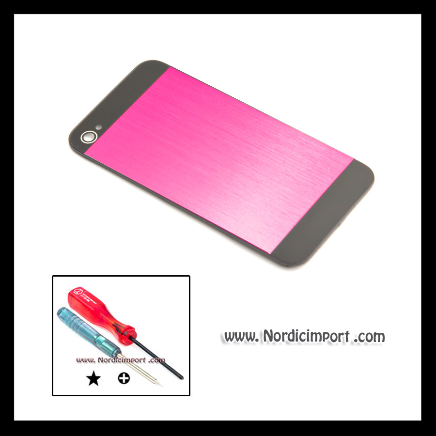 Metall bakdeksel uten trykk til iphone 4 - FUCHSIA