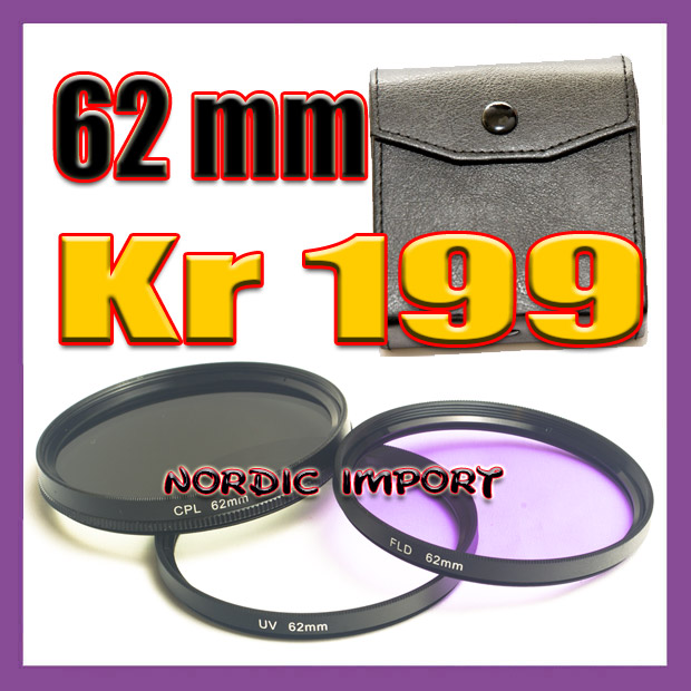 62mm UV, CPL & FLD & etui filtersett