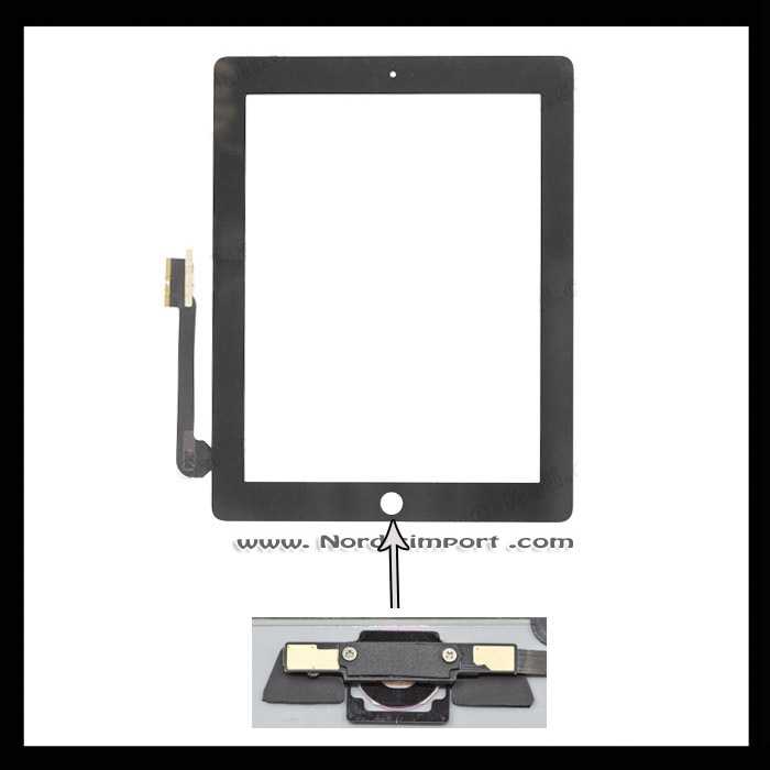 iPad4 display glass m/ touch & ferdig montert Home knapp - Svart