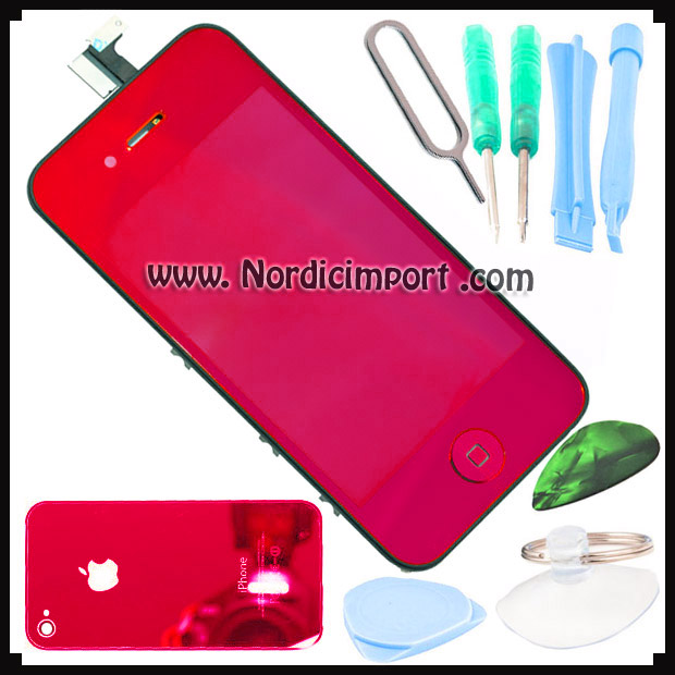 iPhone 4 Glass, LCD & Touch Screen + verkt�y - R�DT / SPEIL