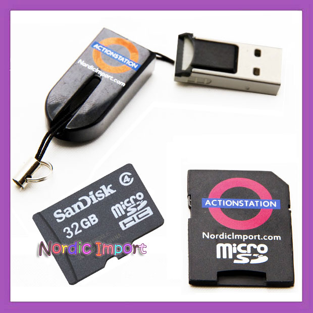 32 GB Micro SD, SD Adapter & USB2 minnekortleser